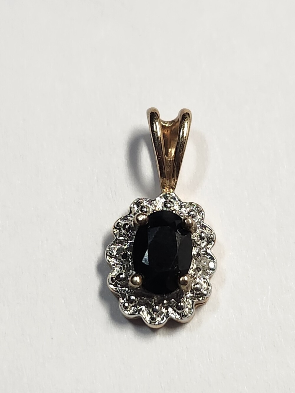 RoseGold Tone Sterling Silver Plated Black Sapphire Pendant With Diamond Accents